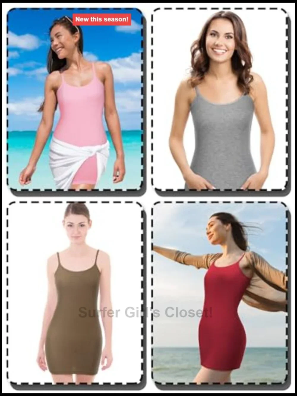 8 Pack Women's Long Tank Tops Adjustable Spaghetti Strap Camisoles V-Neck
